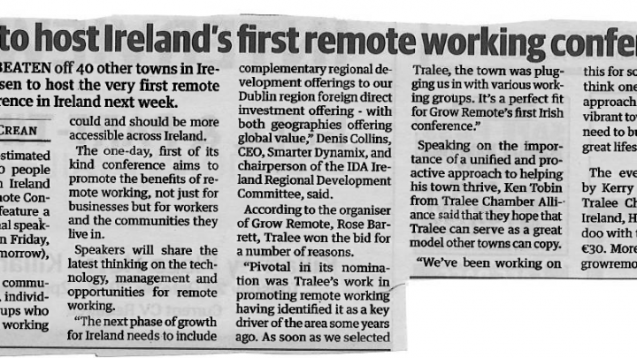 Tralee To Host Ireland’s First Remote Working Conference